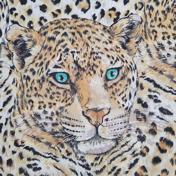 Vintage 90s Leopard AOP Sweatshirt Women M/L 22x20 Baggy USA - Picture 12 of 13